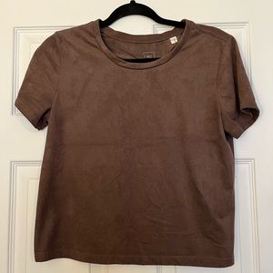 Women’s suede short sleeve top. PacSun.